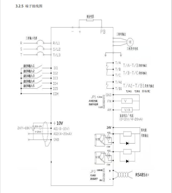 英捷思Y500变频器基本接线图